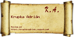 Krupka Adrián névjegykártya